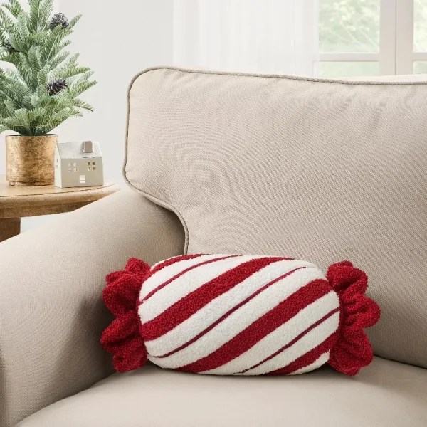 White Red Candy Cane Bolster
