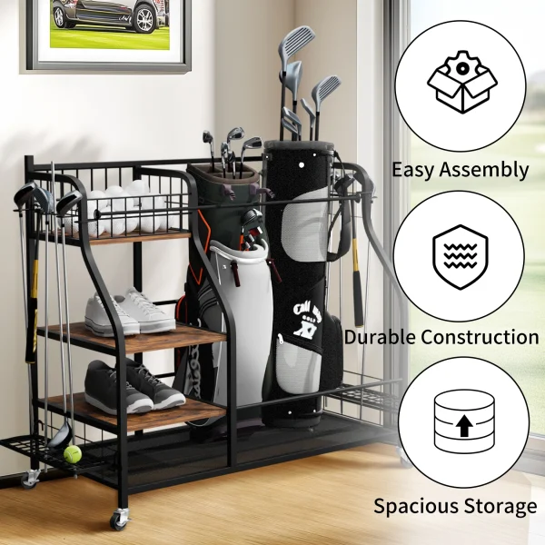Rolling Golf Bags Storage Organizer