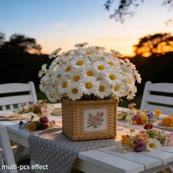 White lifelike daisy flowers