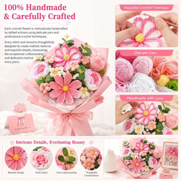 Handmade Crochet Knitted Flower Bouquets