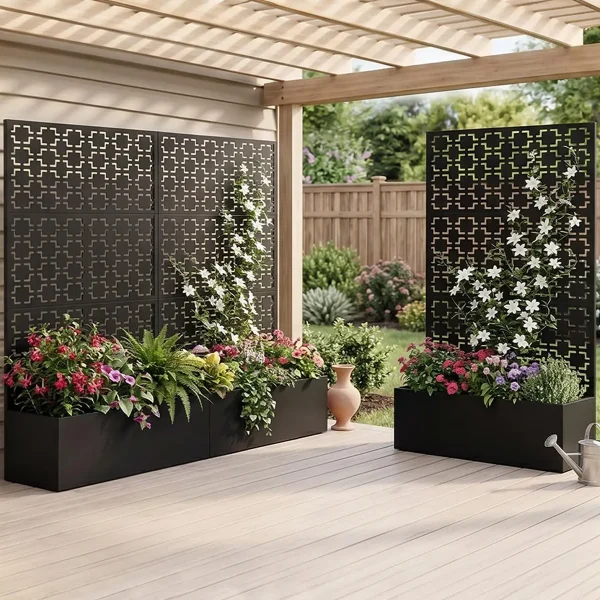Metal Raised Privacy Planter Box